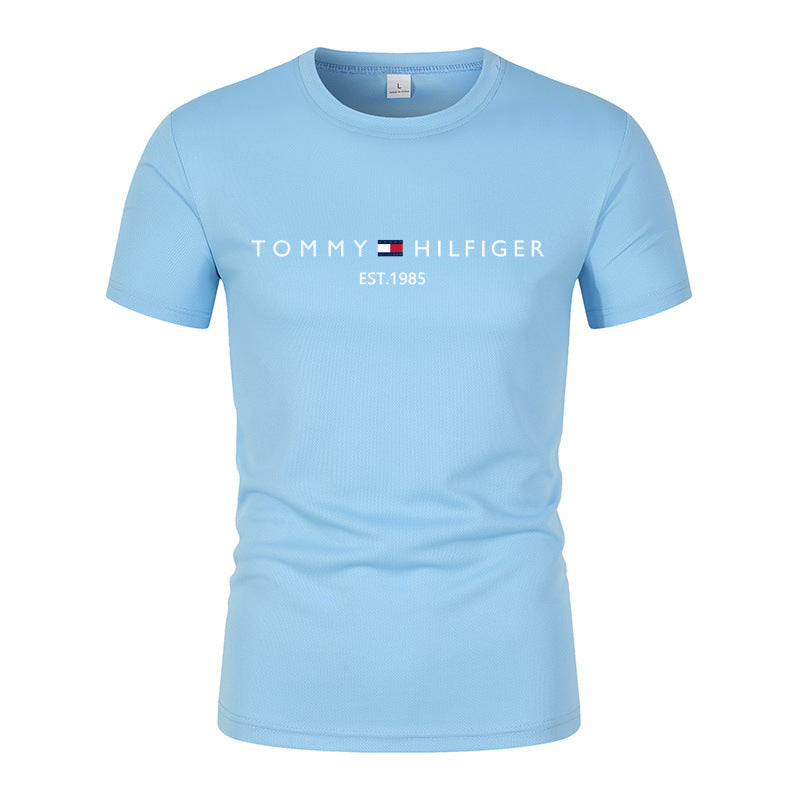 T-shirt homme en coton épais manches courtes, imprimé tendance, coupe ample