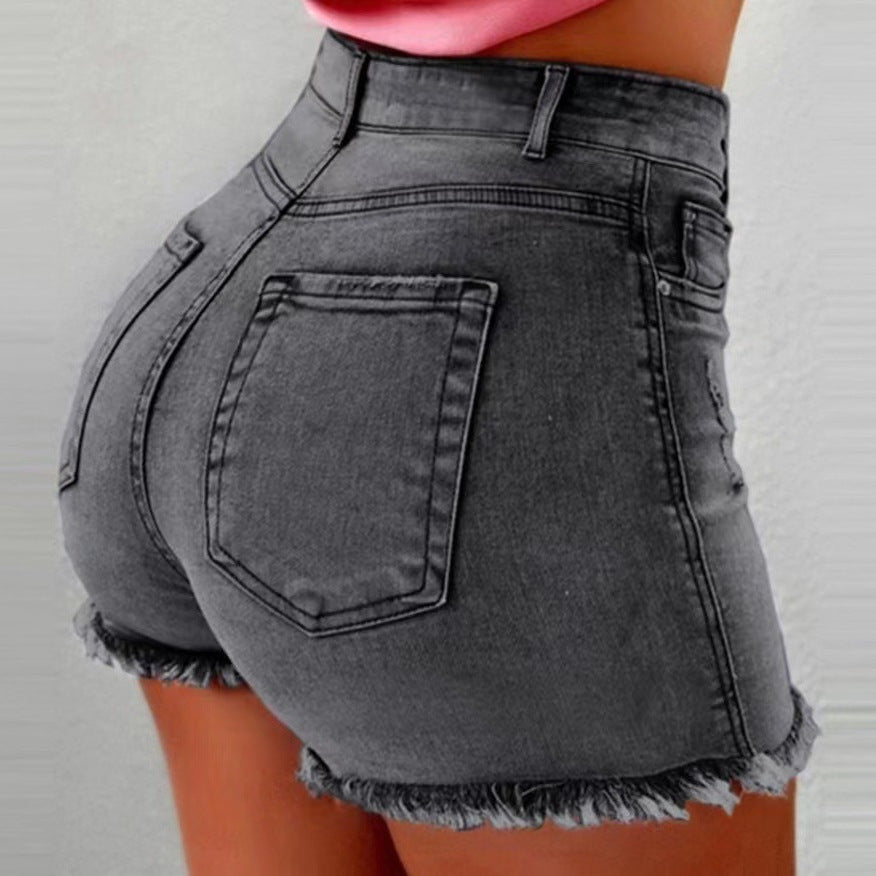 Short en Jean Femme Coupe Slim Stretch, Effet Galbant