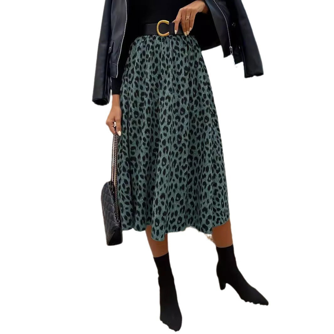 Jupe Évasée Imprimée Taille Haute & Style Automnal Élégant
