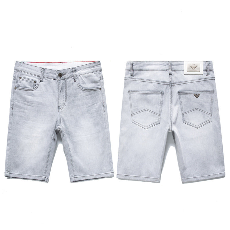 Jean gris clair pour homme, style européen et américain, coupe droite et courte, idéal pour l'été, pantalon mi-long décontracté.