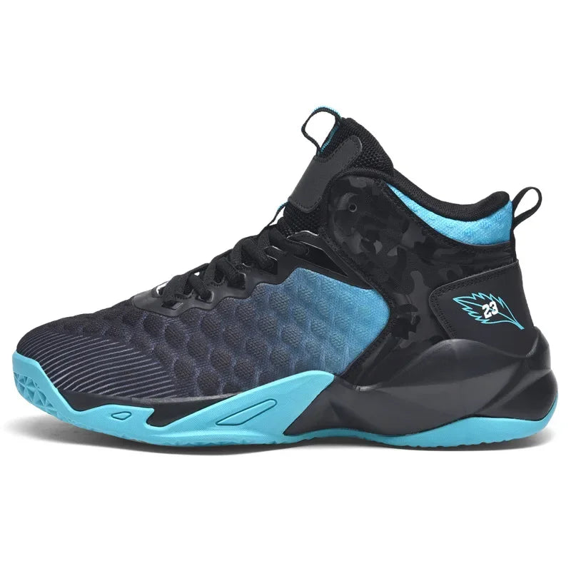 Four seasons new men's shoes, basketball shoes, flying woven mesh, breathable mid-top training shoes, cross-border foreign trade men's sneakers