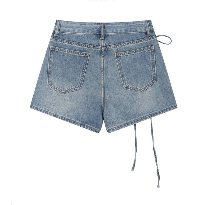 Short-Jupe en Jean d'Été Taille Haute & Coupe Trapèze Asymétrique