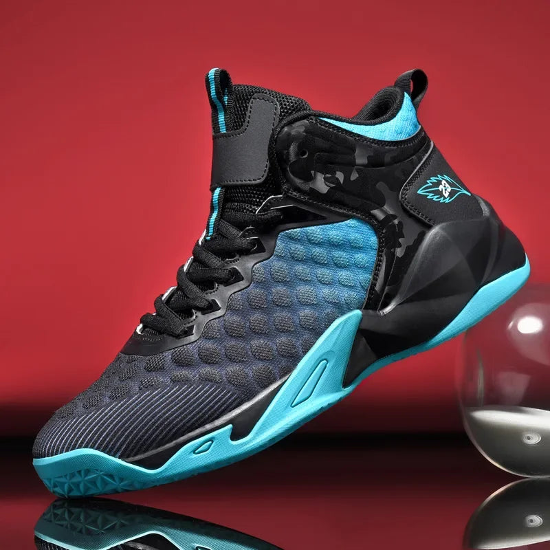 Four seasons new men's shoes, basketball shoes, flying woven mesh, breathable mid-top training shoes, cross-border foreign trade men's sneakers