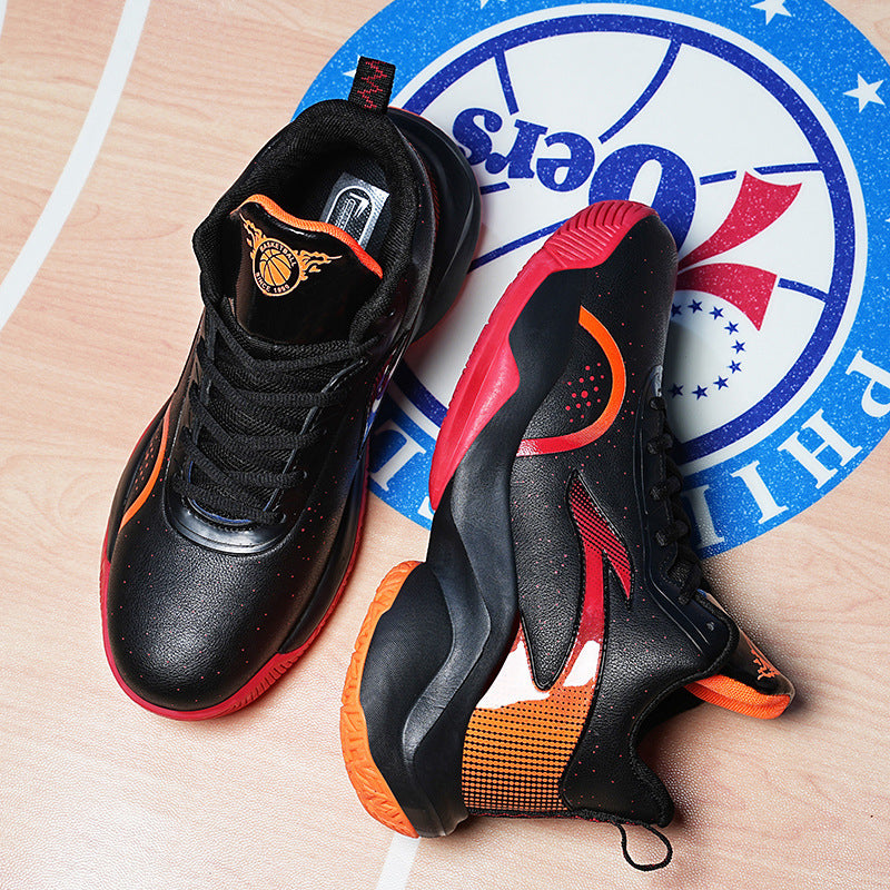 Cross-border basketball sneakers, new junior high school students, men's winter running leather professional training shoes