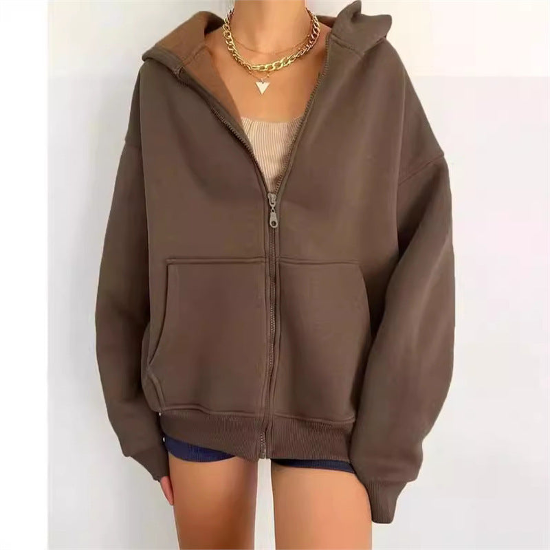 Veste sweat à capuche zippée pour femme Nouveau modèle tendance, coupe confortable, parfaite pour la mi-saison