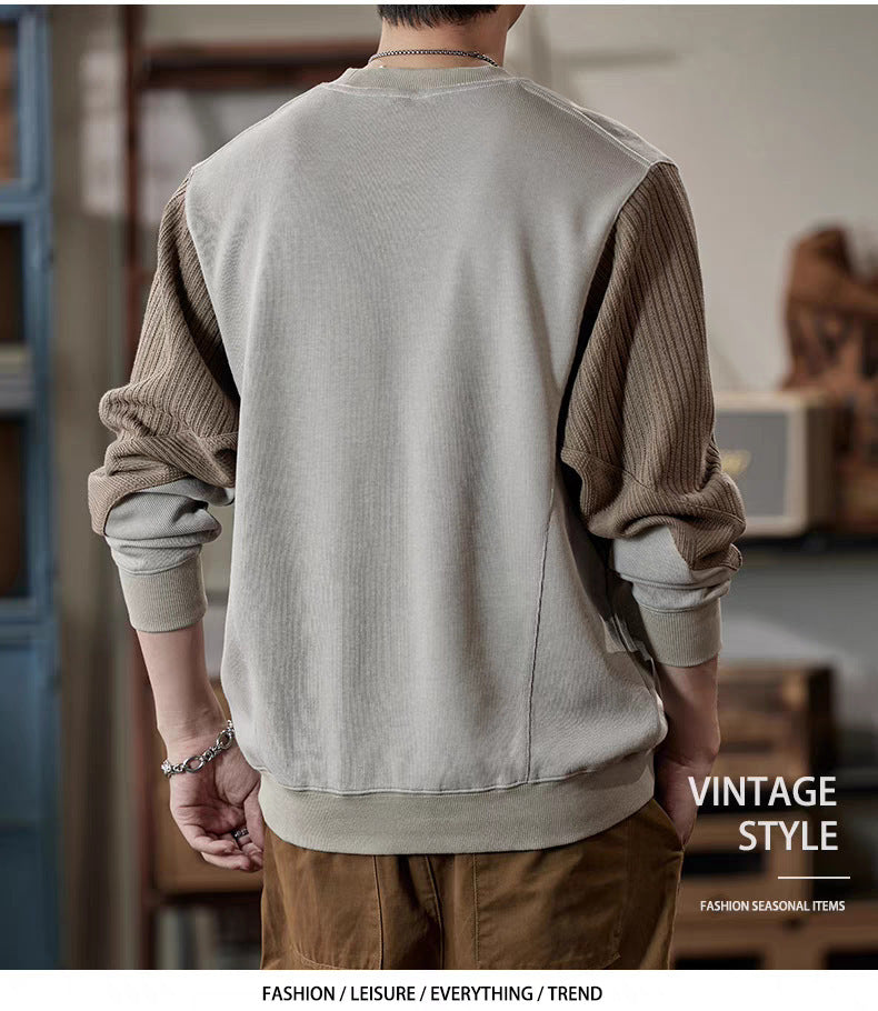 Sweat-shirt pour homme Col rond, coupe ample, style décontracté et élégant, manches longues
