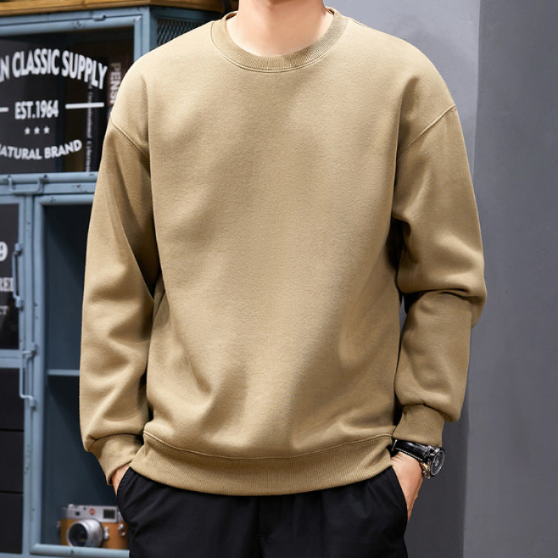 Sweat-shirt uni pour homme Col rond, coupe ample et décontractée, manches longues, style polyvalent