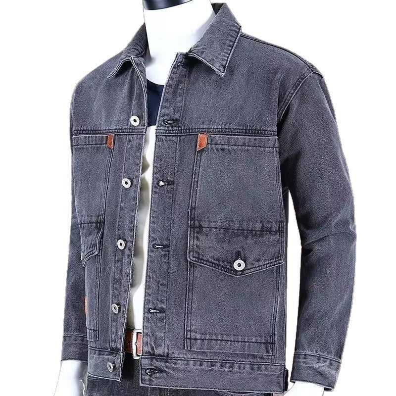 Veste en jean tendance pour homme coupe ample, style décontracté américain