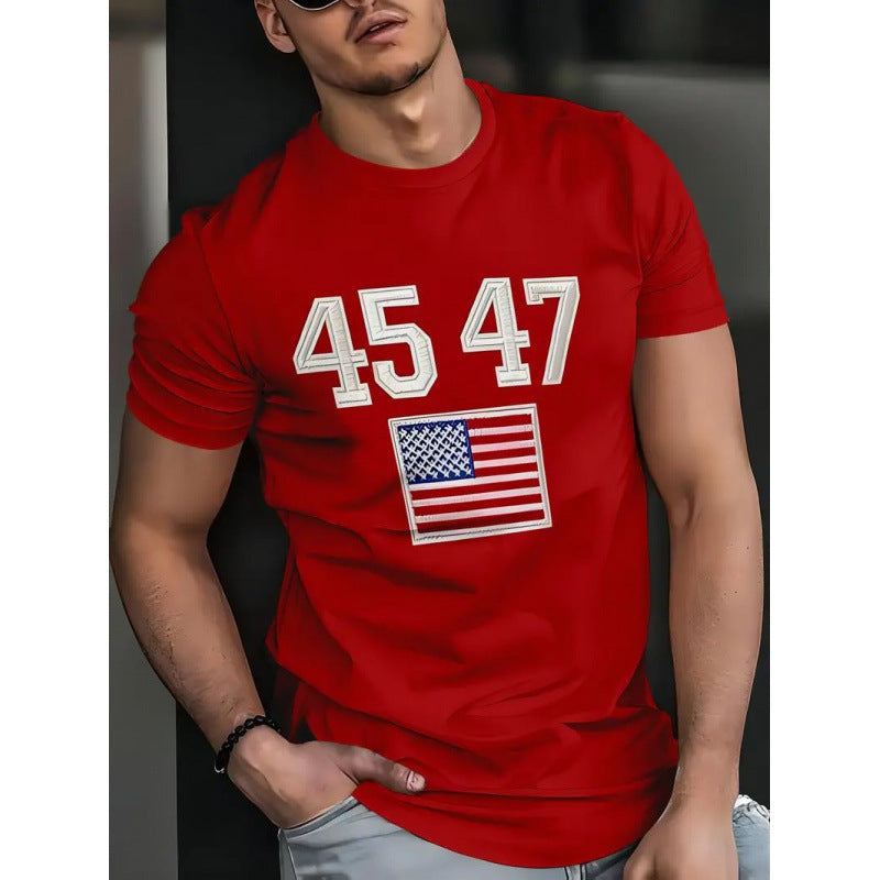 T-shirt Homme Imprimé Drapeau Style Rétro & Impression 3D