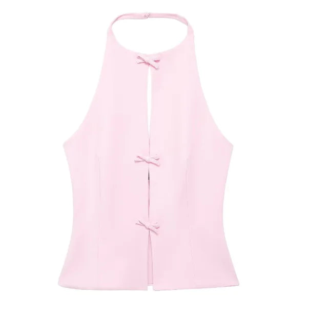 Ensemble Top Halter et Jupe à Nœud – Plusieurs Couleurs & Tailles