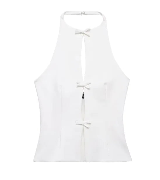 Ensemble Top Halter et Jupe à Nœud – Plusieurs Couleurs & Tailles