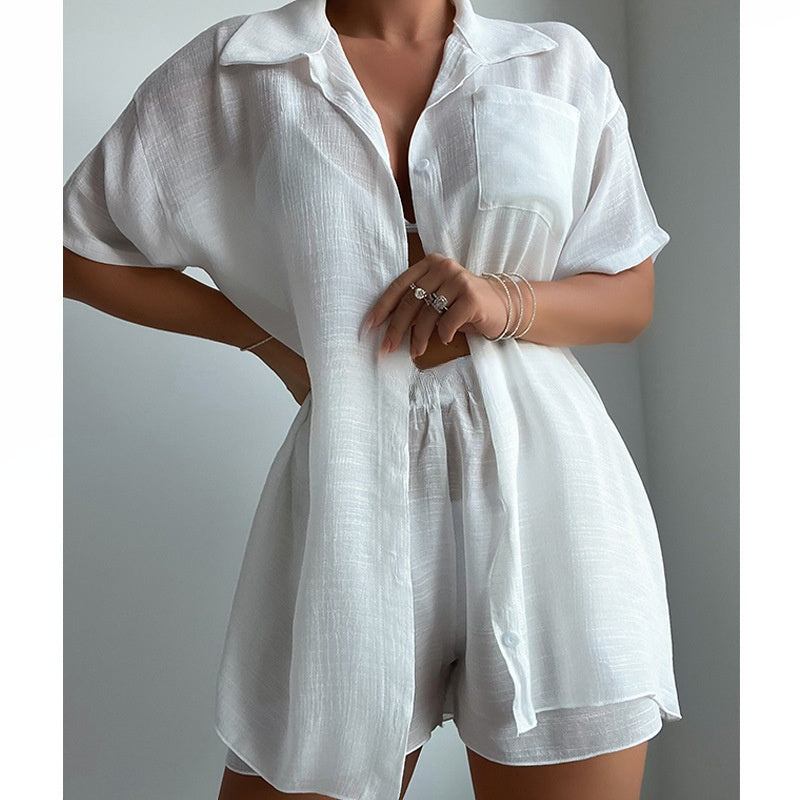 Ensemble de Plage Décontracté Chemise Légère & Short