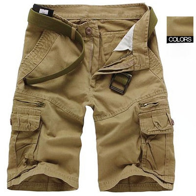 Short cargo en coton pour homme Mi-long, multi-poches, style décontracté et sportif, tissu épais et résistant