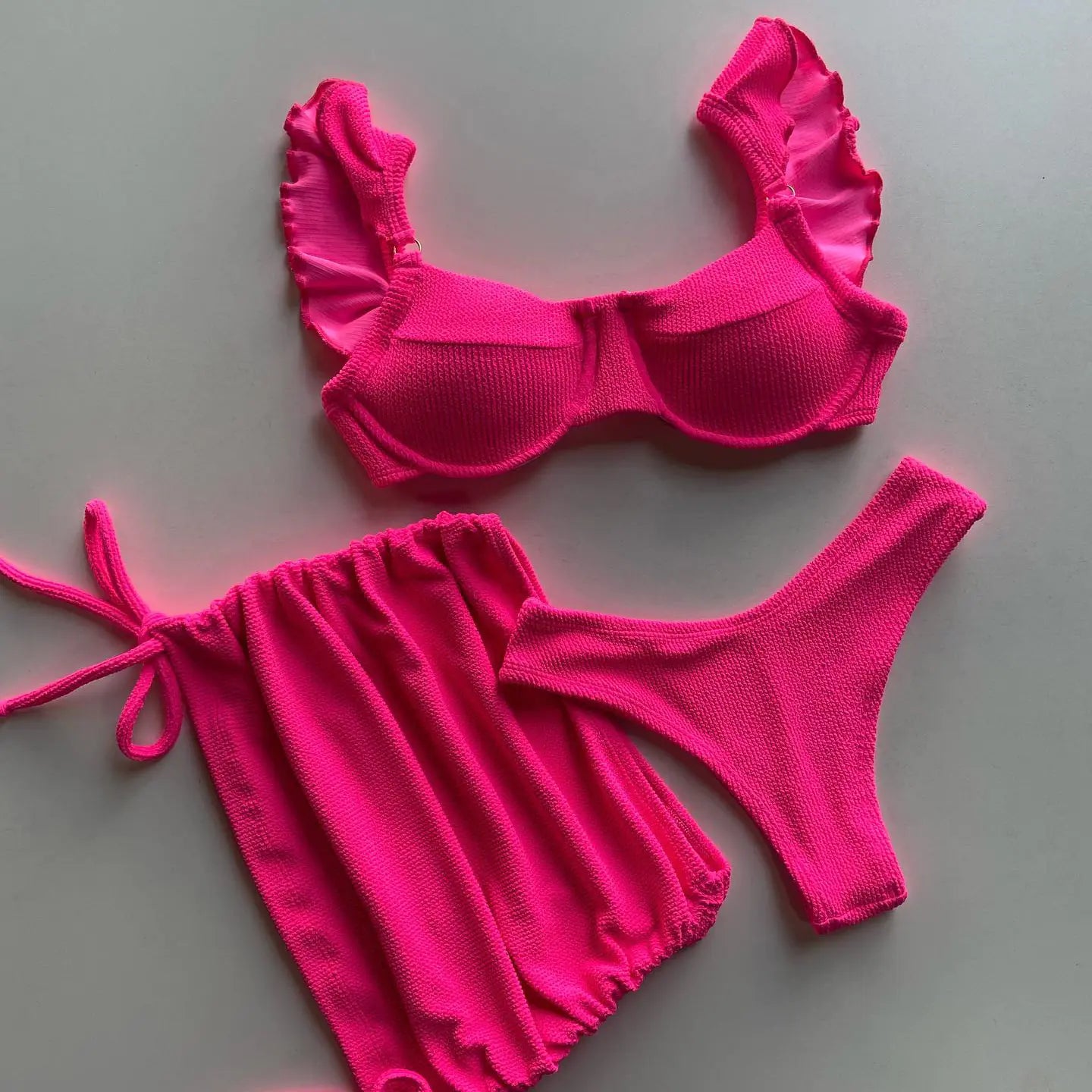 Ensemble Bikini Trois Pièces Uni pour Femme