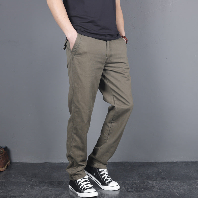 Pantalon cargo en coton pour homme  Coupe droite et ample, taille élastique, style décontracté et tendance