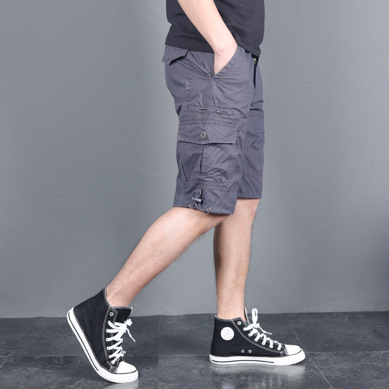 Short cargo en coton pour homme  Léger, ample, multi-poches et tendance, disponible en grandes tailles