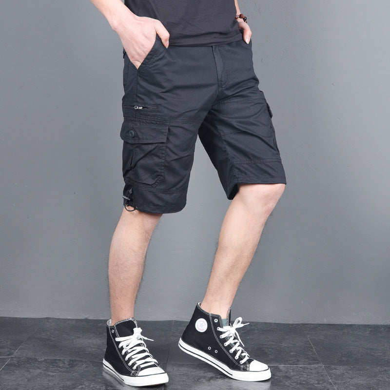 Short cargo en coton pour homme  Léger, ample, multi-poches et tendance, disponible en grandes tailles
