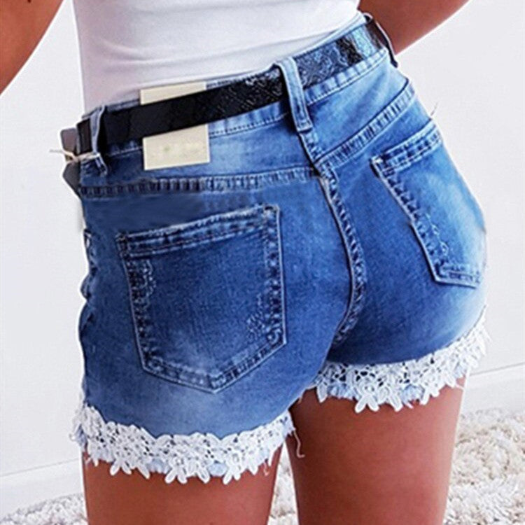 Short en Jean Dentelle  Effet Amincissant & Stretch