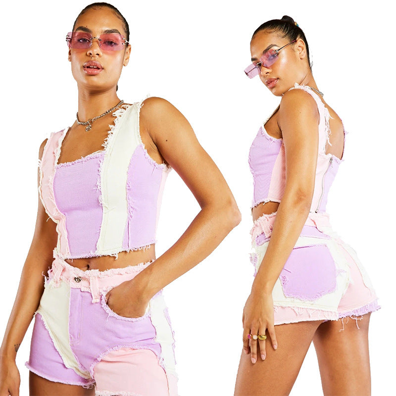 Short en Jean Femme  Design Bicolore Stretch & Confort