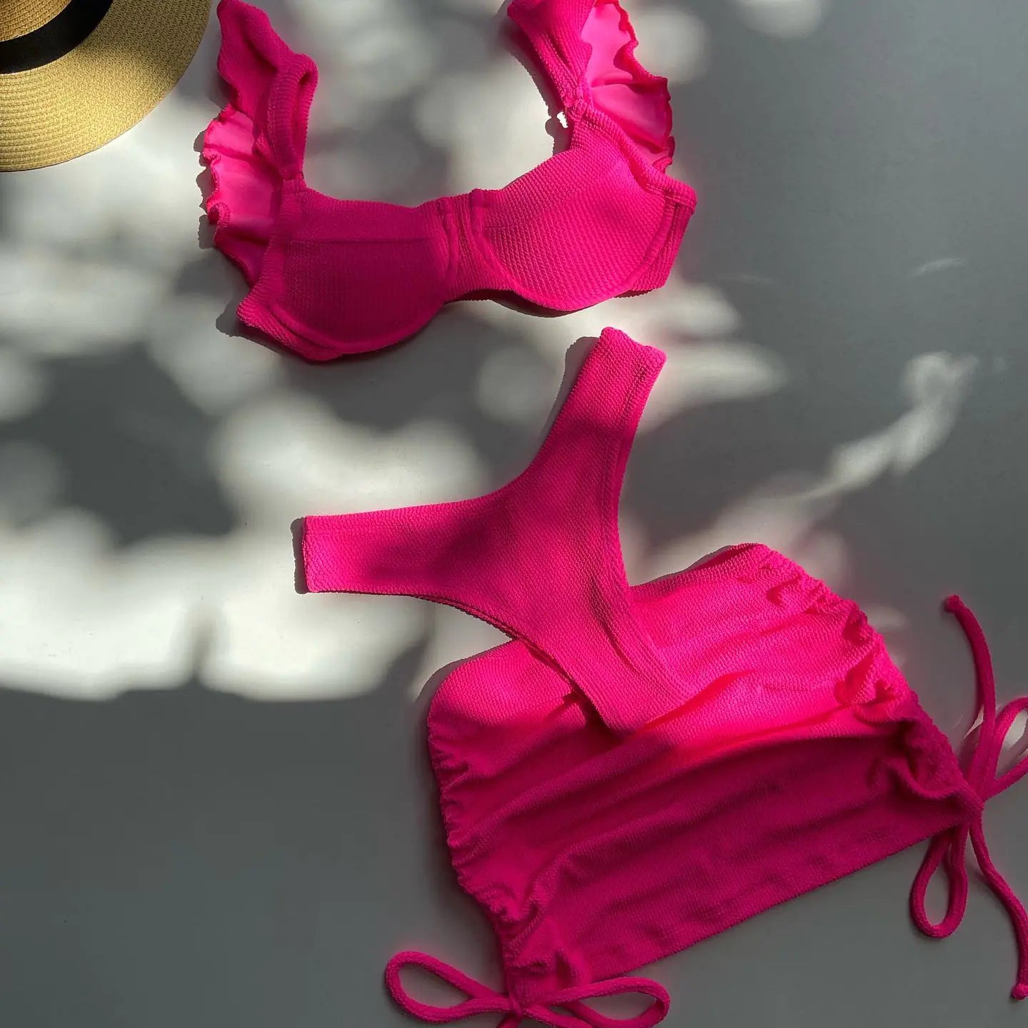 Ensemble Bikini Trois Pièces Uni pour Femme