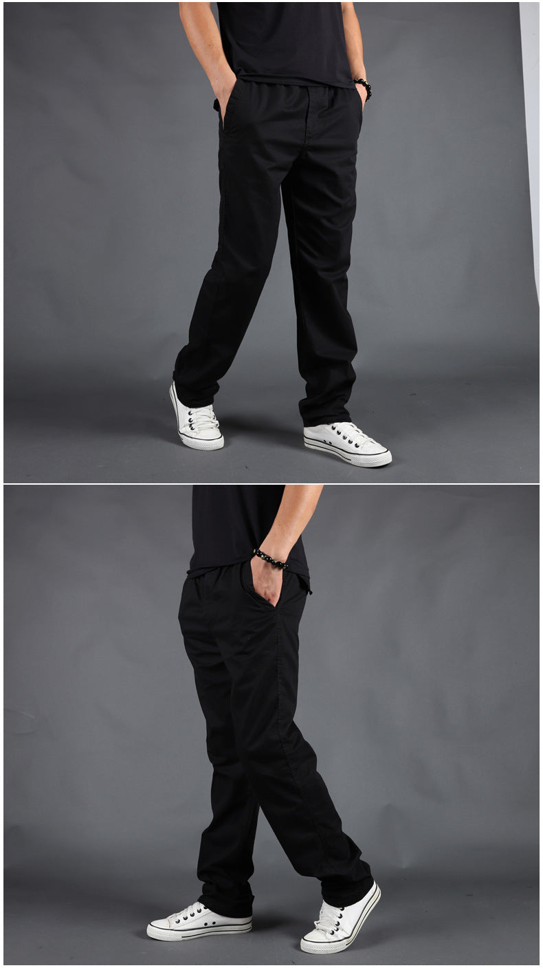 Pantalon cargo en coton pour homme  Coupe droite et ample, taille élastique, style décontracté et tendance