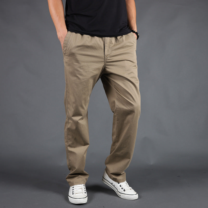 Pantalon cargo en coton pour homme  Coupe droite et ample, taille élastique, style décontracté et tendance