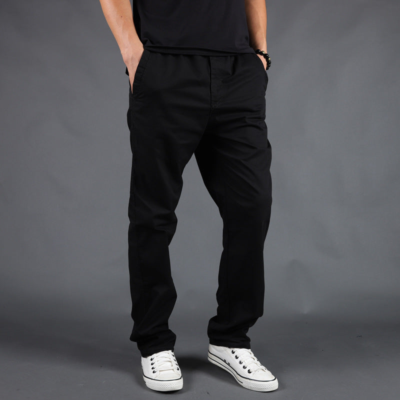 Pantalon cargo en coton pour homme  Coupe droite et ample, taille élastique, style décontracté et tendance