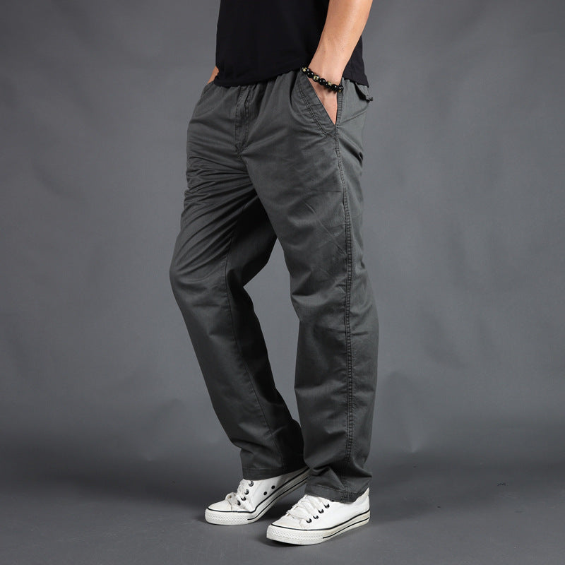 Pantalon cargo en coton pour homme  Coupe droite et ample, taille élastique, style décontracté et tendance