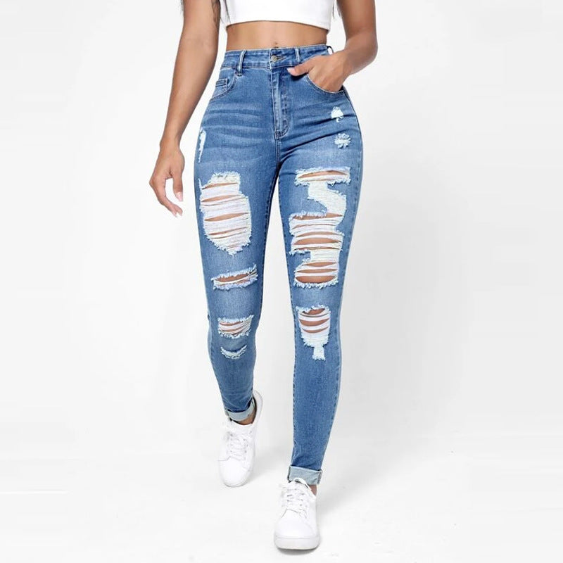 Jean Skinny Femme Taille Haute  Printemps