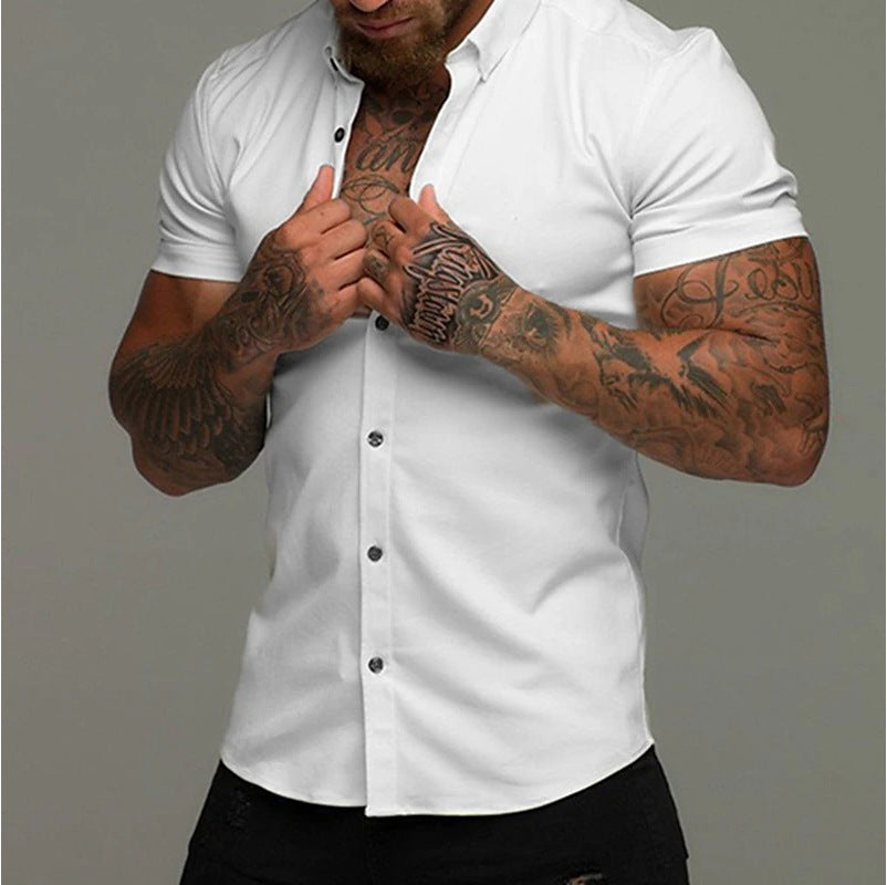 Chemise Homme Manches Courtes  Coupe Ajustée & Style Épuré