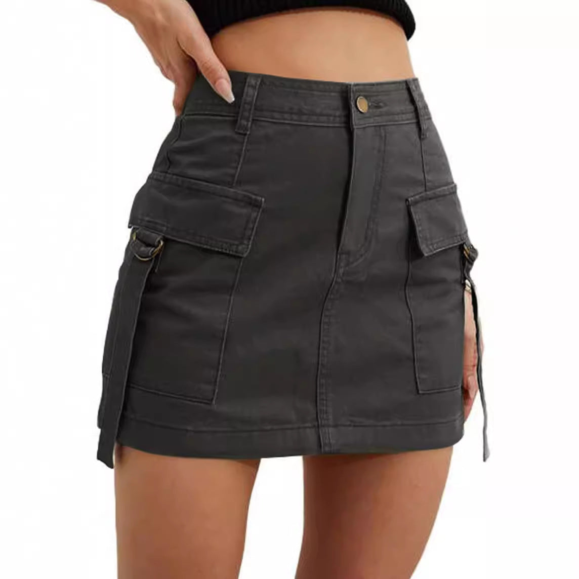 Mini-Jupe Cargo Taille Basse  Coton Confortable & Effet Galbant