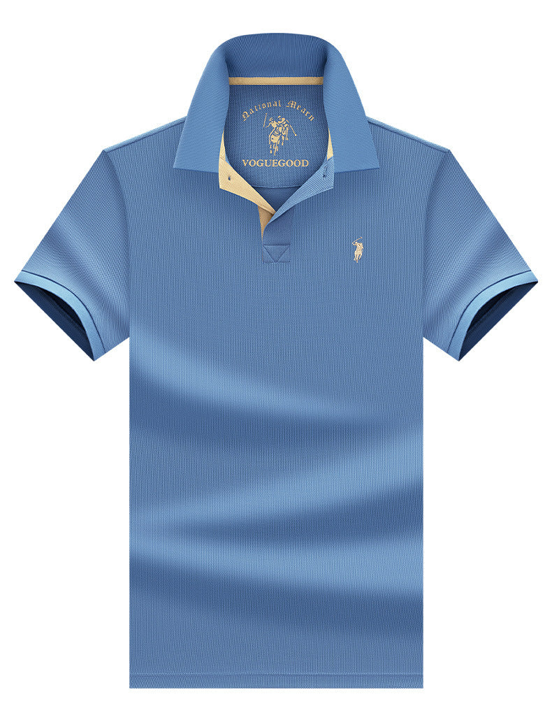 Polo homme en coton mercerisé  manches courtes, col à revers, qualité premium