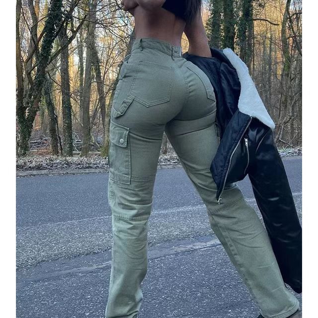 Pantalon Cargo Femme Taille Haute | Tendance Streetwear Multi-Poches Élastique