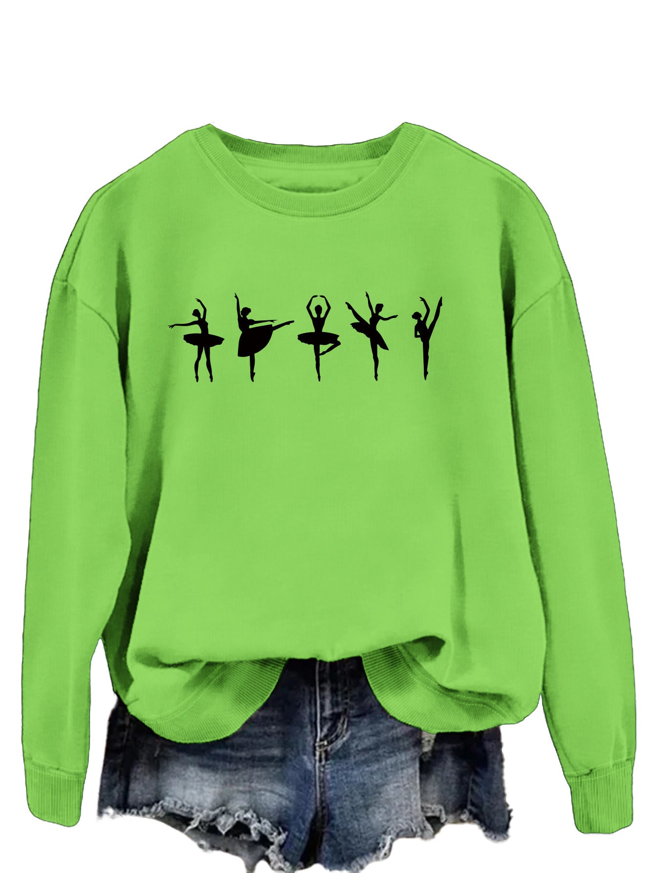 Sweatshirt automne-hiver pour femme  Style décontracté européen et américain, col rond, manches longues, coupe ample et confortable, parfait pour un look ballet casual