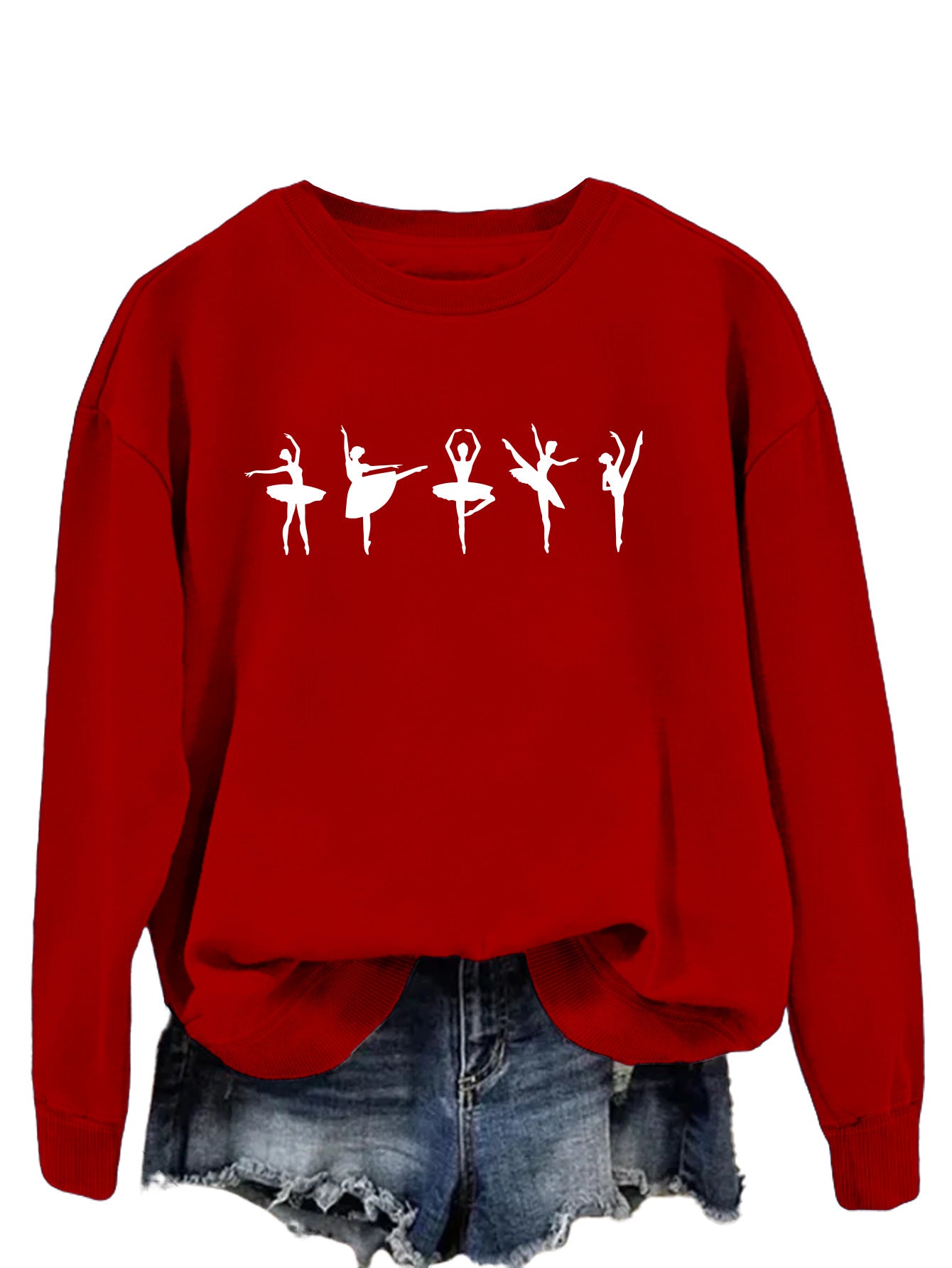 Sweatshirt automne-hiver pour femme  Style décontracté européen et américain, col rond, manches longues, coupe ample et confortable, parfait pour un look ballet casual