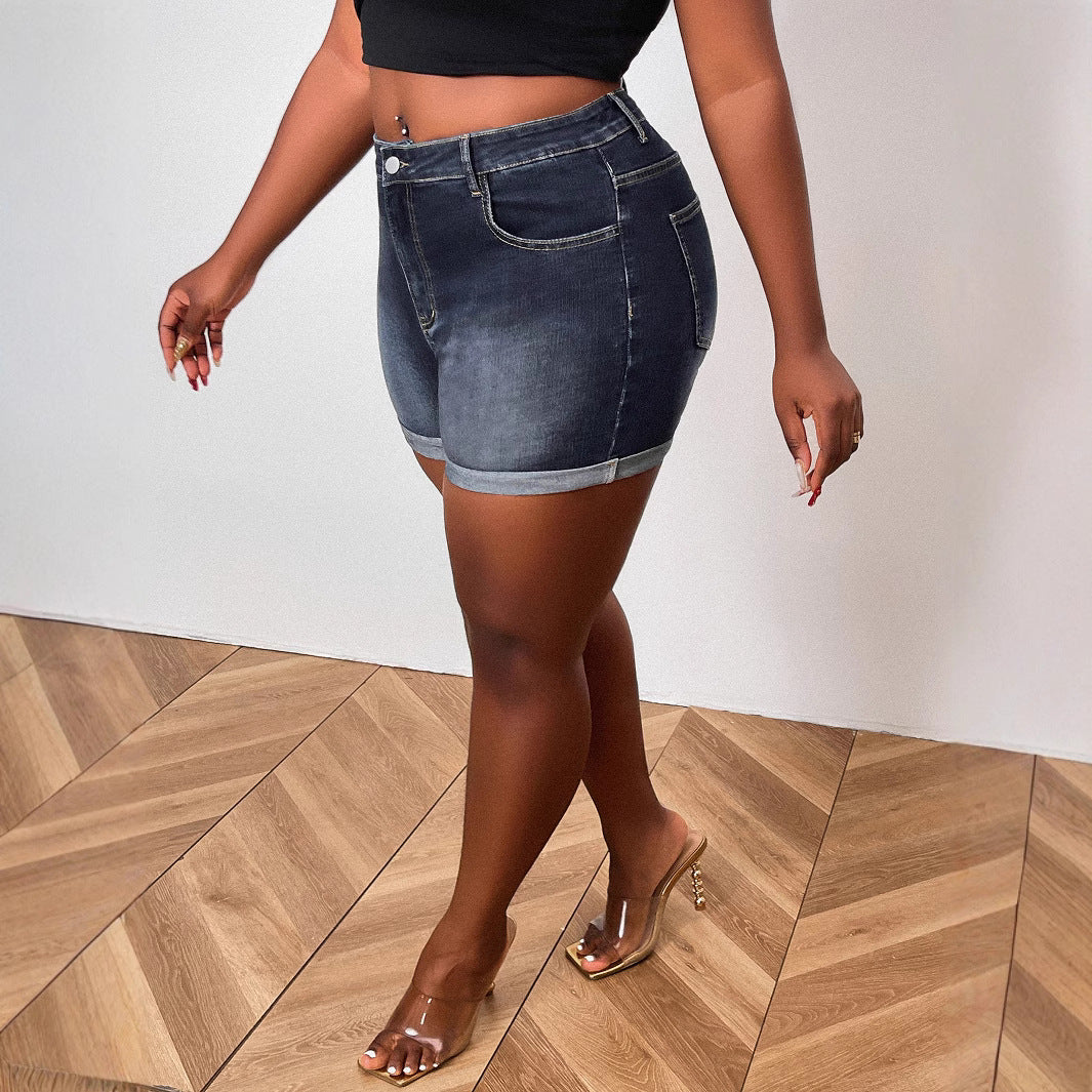 Short en Jean Taille Basse Femme  Style Rétro Américain