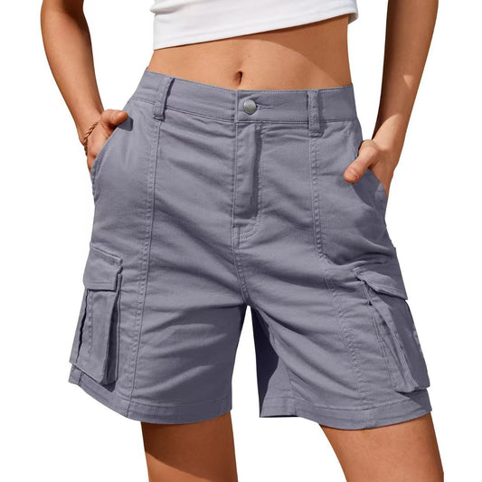 Pantalon Femme Printemps-Été  Coupe Élégante à Poches 3D et Boutons