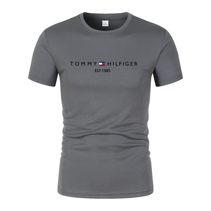 T-shirt homme en coton épais  manches courtes, imprimé tendance, coupe ample