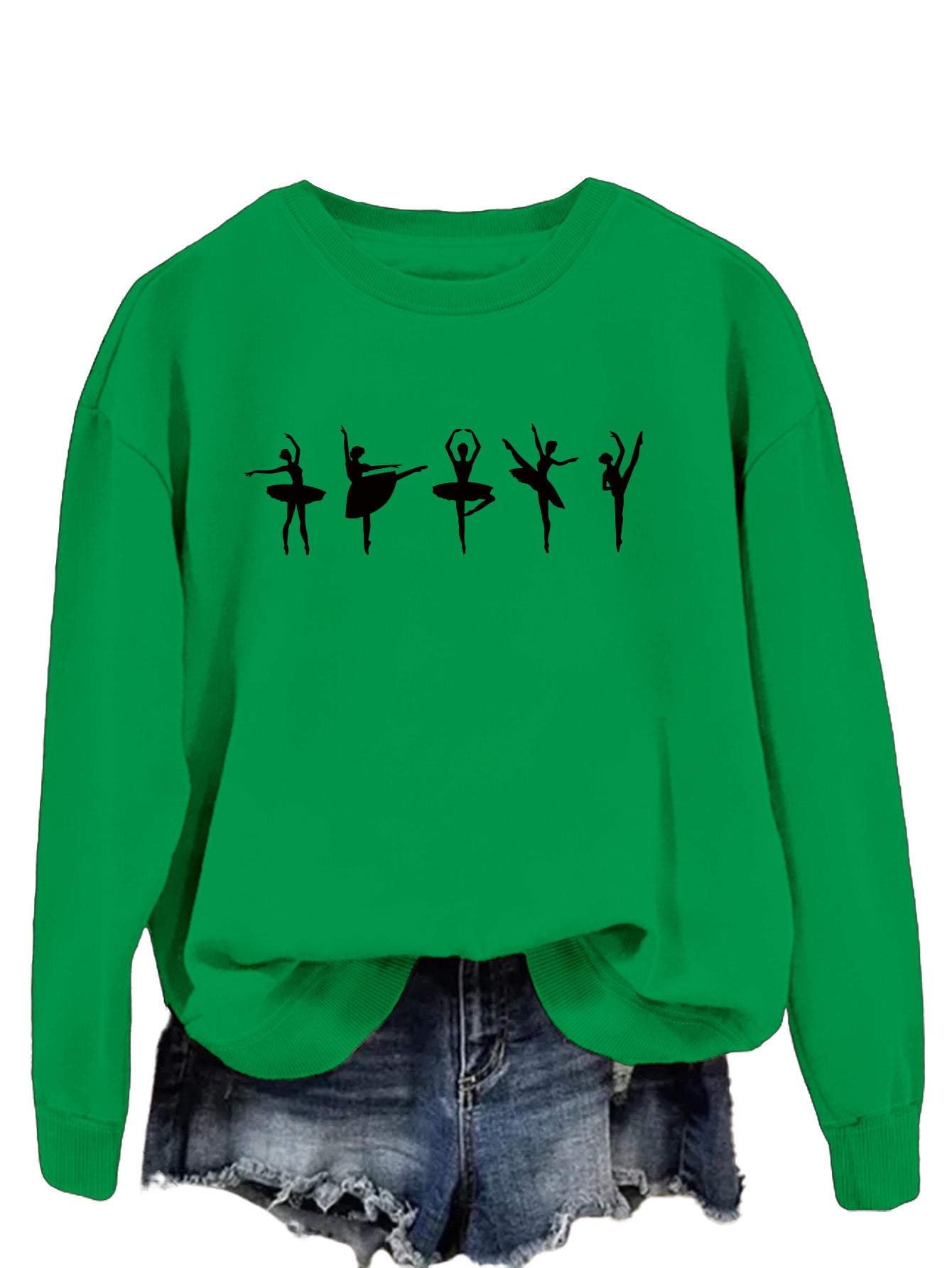 Sweatshirt automne-hiver pour femme  Style décontracté européen et américain, col rond, manches longues, coupe ample et confortable, parfait pour un look ballet casual