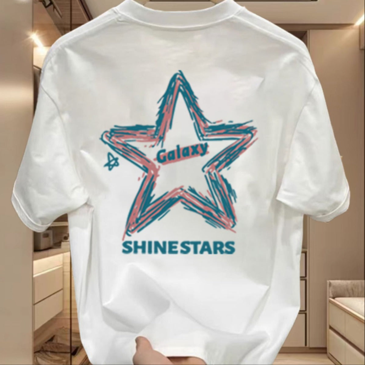 T-shirt homme en coton épais  manches courtes, col rond, coupe ample