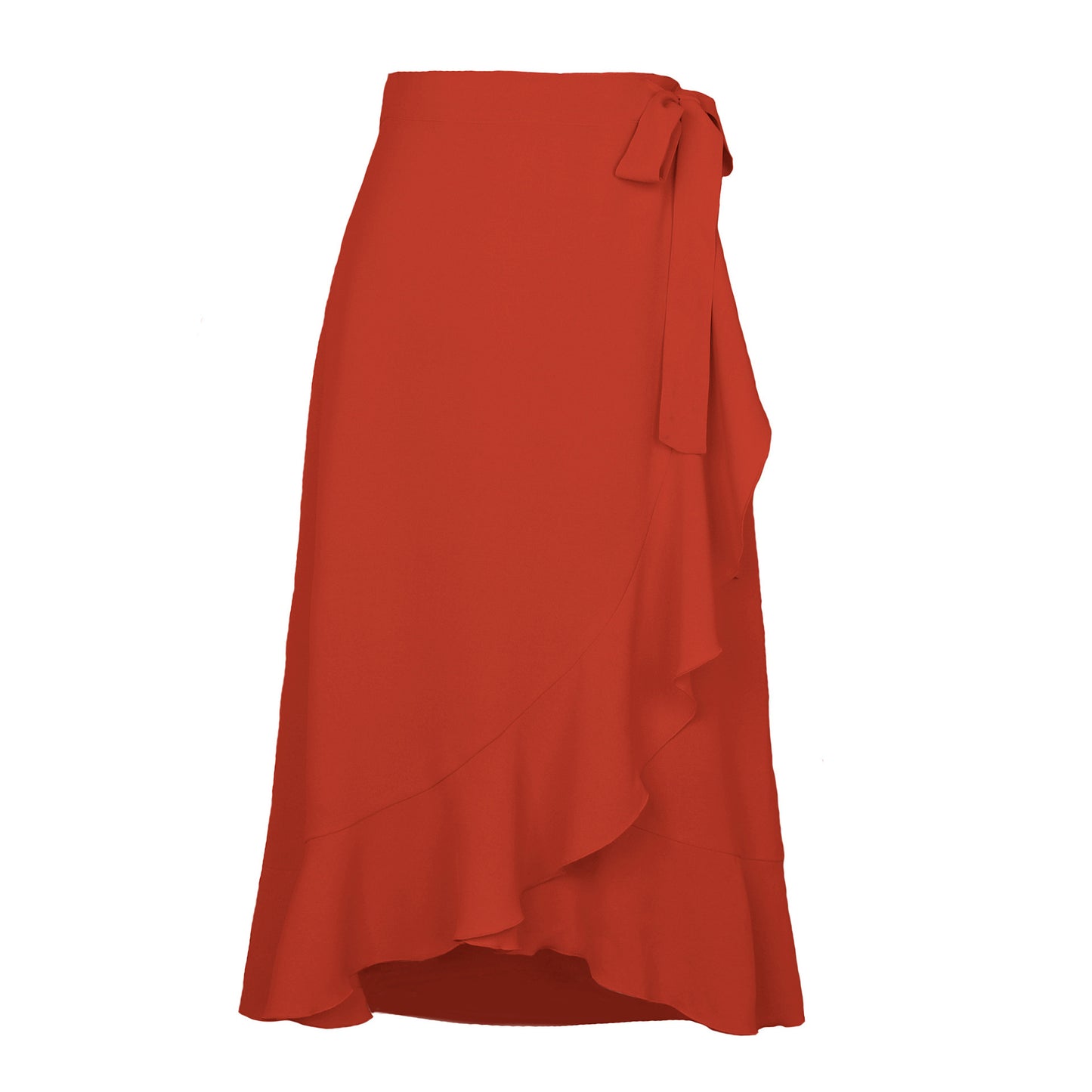 Jupe Élégante à Volants  Coupe Asymétrique & Tissu Uni Drapé