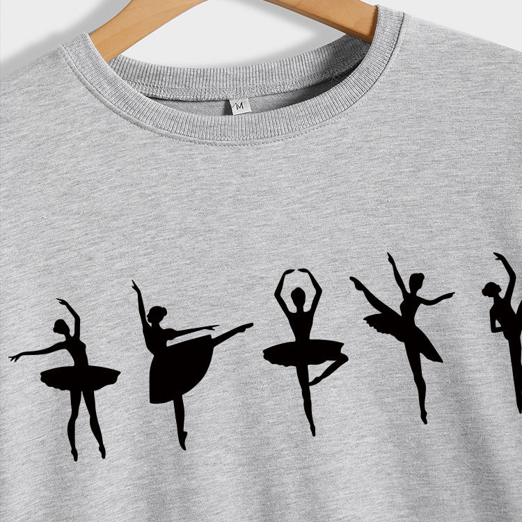 Sweatshirt automne-hiver pour femme  Style décontracté européen et américain, col rond, manches longues, coupe ample et confortable, parfait pour un look ballet casual