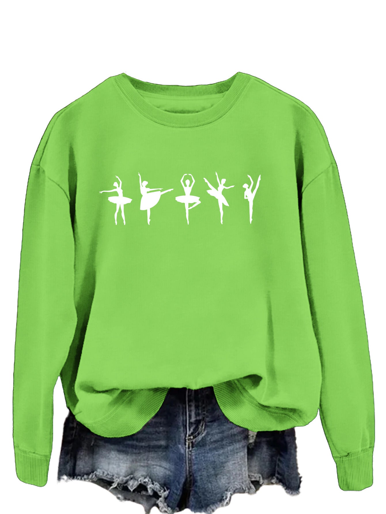 Sweatshirt automne-hiver pour femme  Style décontracté européen et américain, col rond, manches longues, coupe ample et confortable, parfait pour un look ballet casual