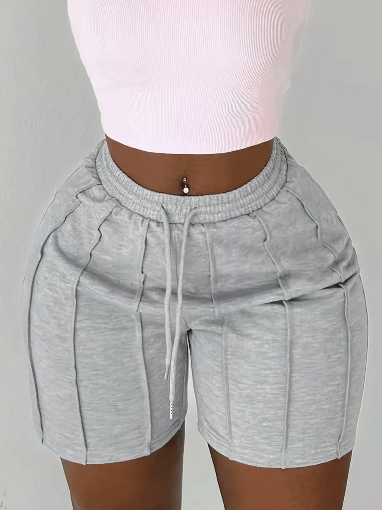 Short Athleisure Femme  Taille Élastique et Cordon de Serrage