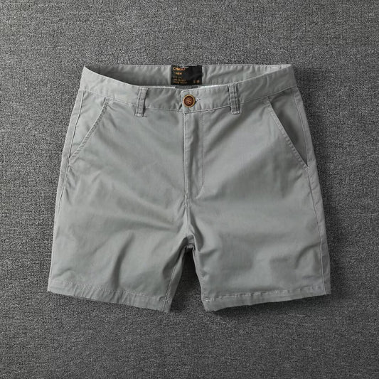Short décontracté en coton lavé pour homme  Léger, coupe droite slim, avec légère élasticité, tendance et polyvalent
