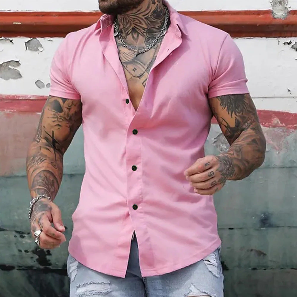 Chemise Homme Manches Courtes  Coupe Ajustée & Style Épuré