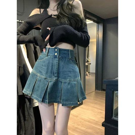Jupe Sirène en Jean Femme  Taille Haute Été  | Double Boutonnage & Coupe Slim Élastique