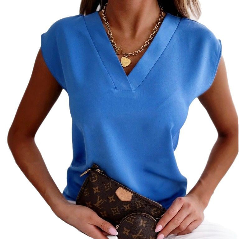 T-shirt Col V Femme  Basique Intemporel & Estival