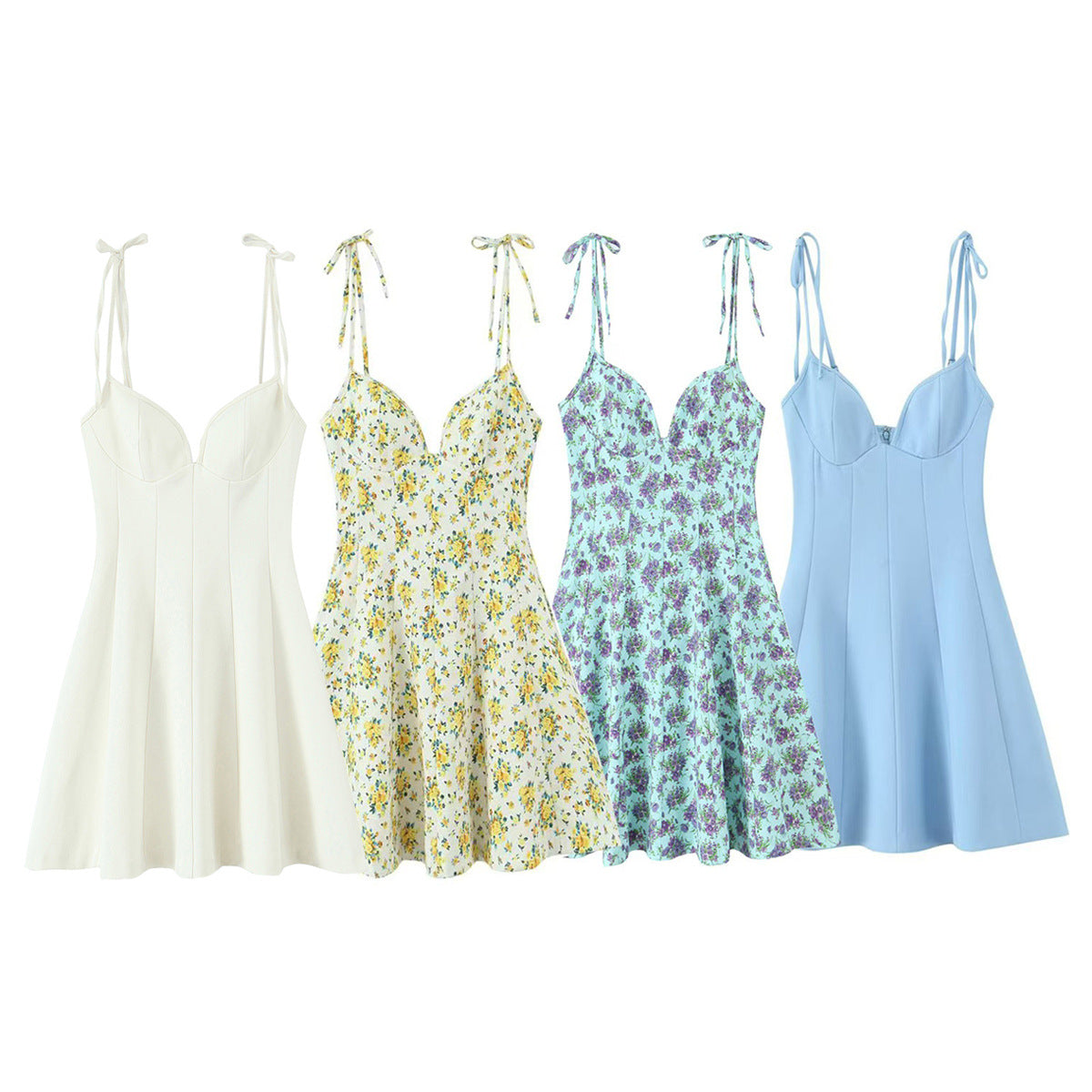 Robe femme en popeline à imprimé fleuri, style français, coupe élégante et légère parfaite pour le printemps.