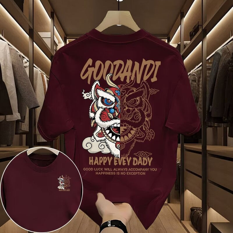 T-shirt homme en coton épais  manches courtes, col rond, coupe ample